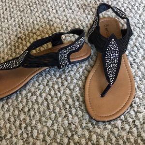 Iridescent Black Sandals